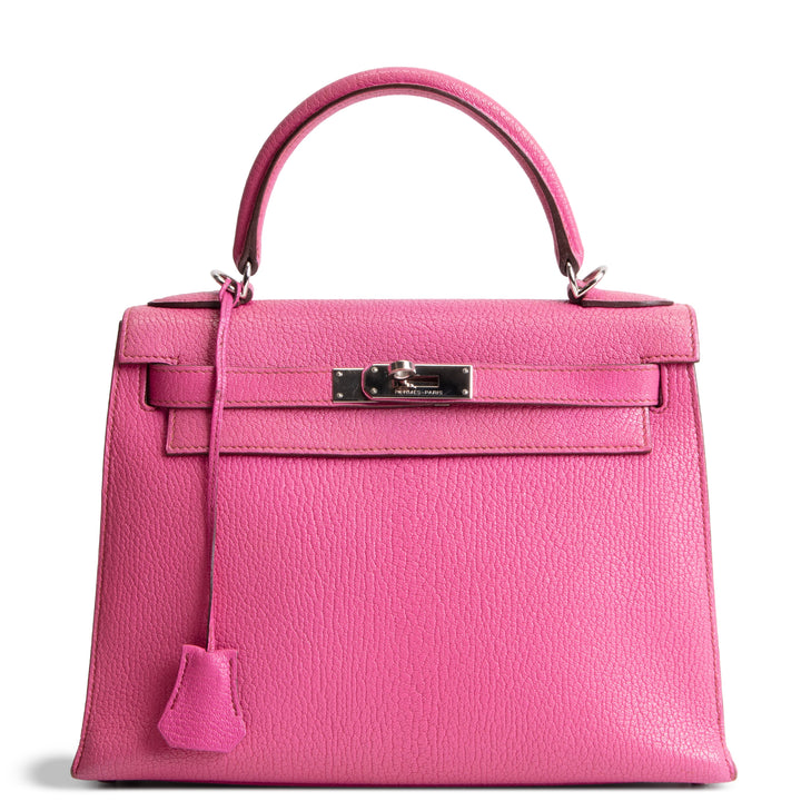 HERMES Kelly 28 Chevre Mysore Sellier - Pink