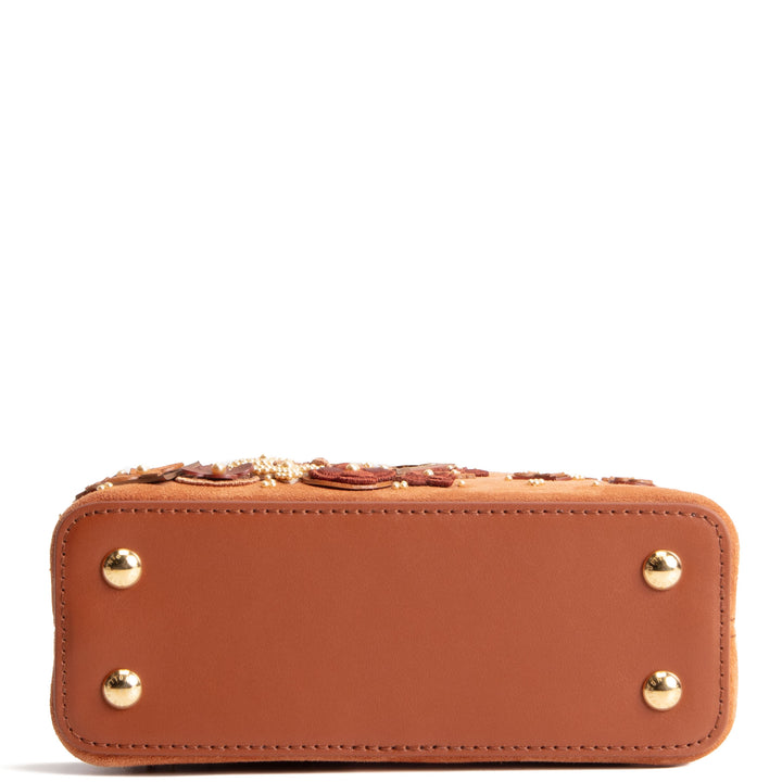 LOUIS VUITTON Suede Floral Embellished Capucines Mini