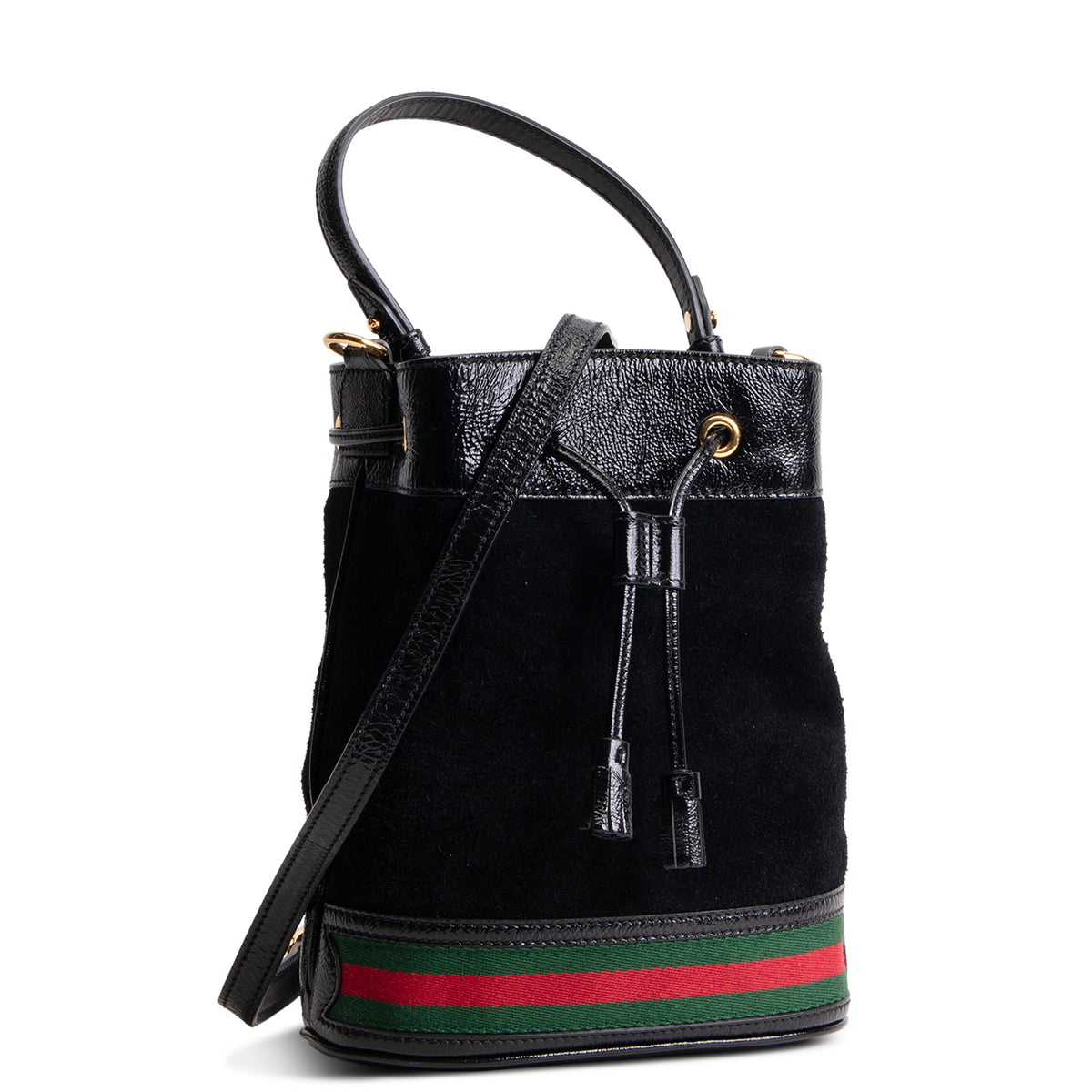 GUCCI Suede Ophidia Bucket Bag - Black