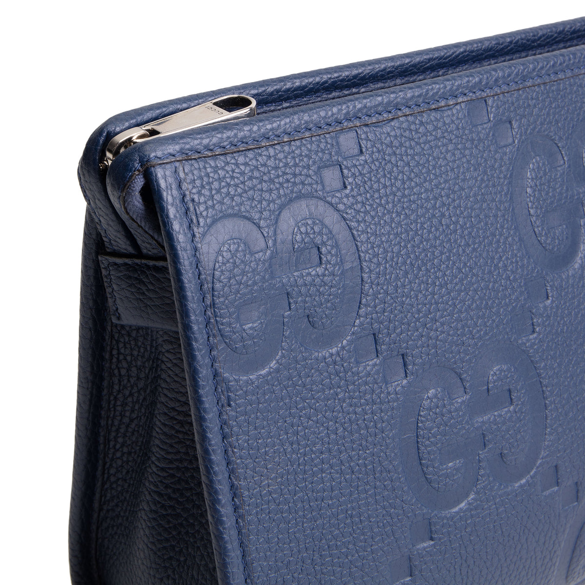 GUCCI Pluma Calfskin Jumbo GG Embossed Pouch