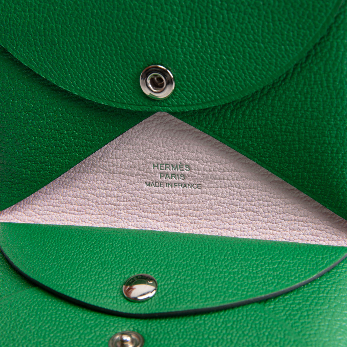 HERMES Calvi Duo Card Holder - Green