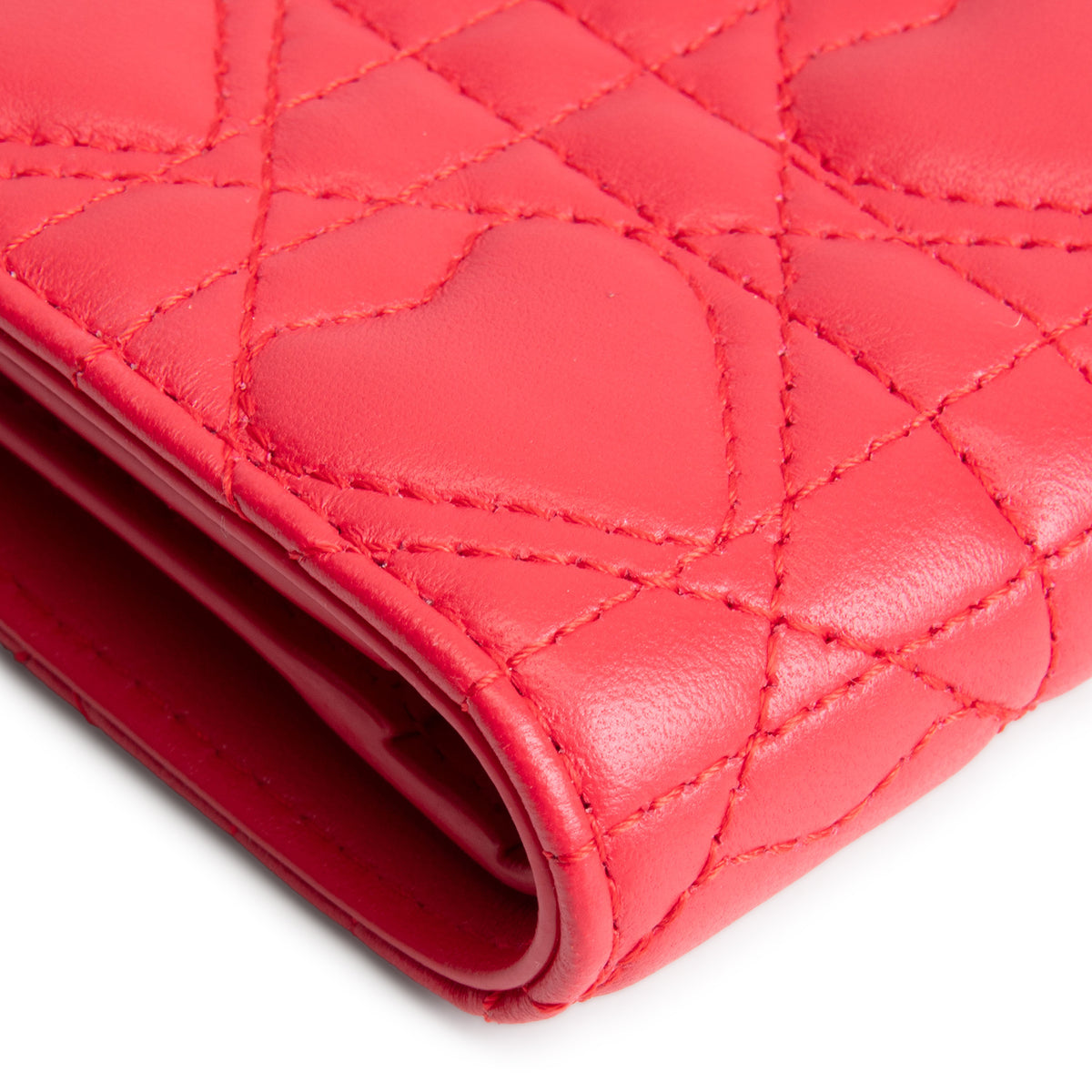 DIOR Caro Dahlia Lambskin Wallet w/ Heart Motif