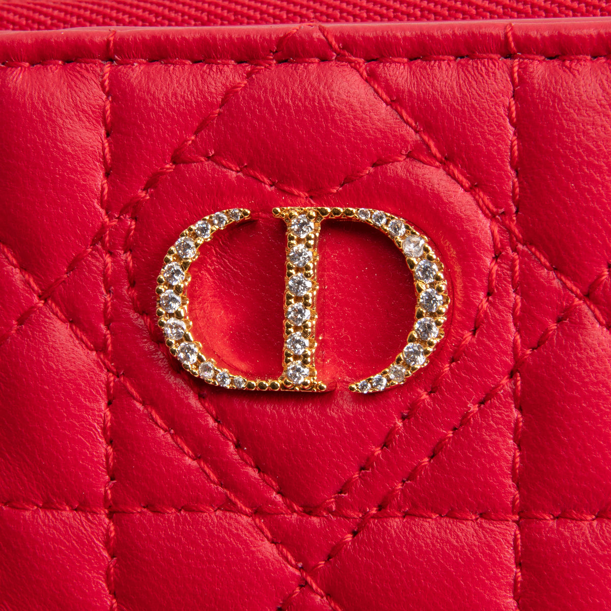 DIOR Caro Dahlia Lambskin Wallet w/ Heart Motif