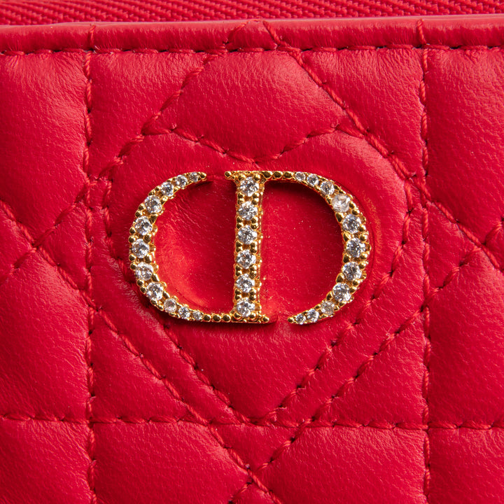 DIOR Caro Dahlia Lambskin Wallet w/ Heart Motif