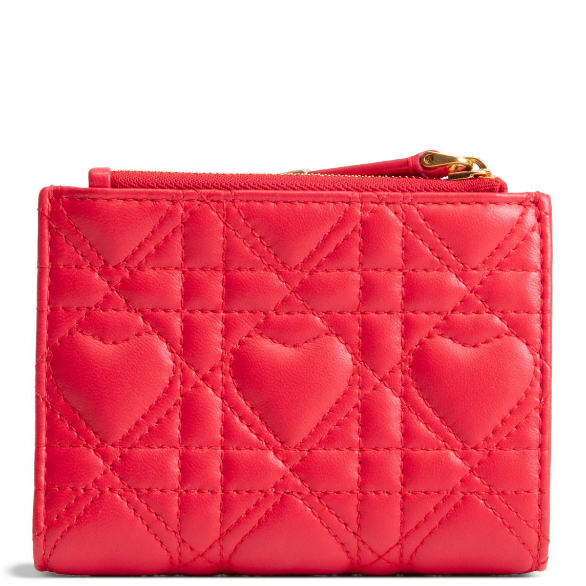 DIOR Caro Dahlia Lambskin Wallet w/ Heart Motif