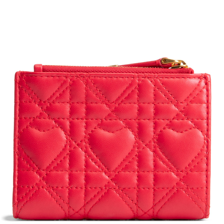 DIOR Caro Dahlia Lambskin Wallet w/ Heart Motif