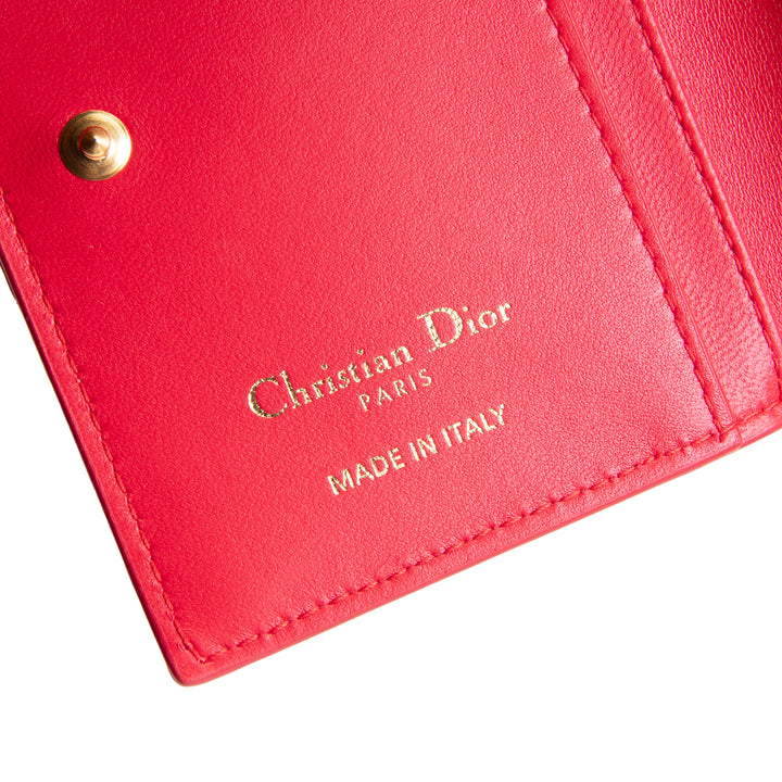 DIOR Caro Dahlia Lambskin Wallet w/ Heart Motif