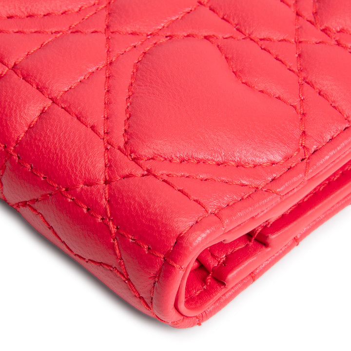 DIOR Caro Dahlia Lambskin Wallet w/ Heart Motif