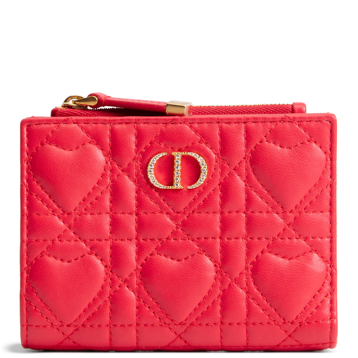 DIOR Caro Dahlia Lambskin Wallet w/ Heart Motif