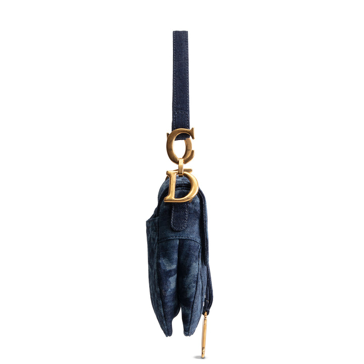 DIOR Kaleidoscopic Tie-Dye Denim Saddle Bag w/ Strap