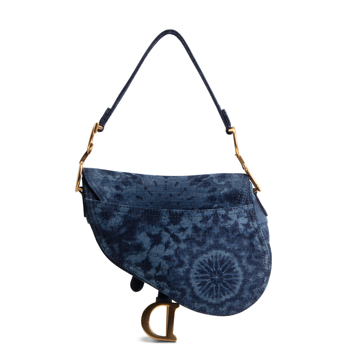 DIOR Kaleidoscopic Tie-Dye Denim Saddle Bag w/ Strap