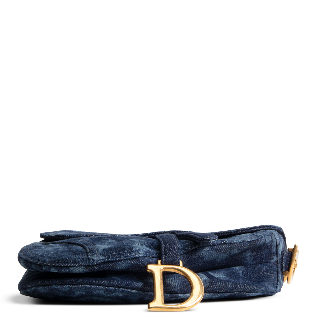 DIOR Kaleidoscopic Tie-Dye Denim Saddle Bag w/ Strap
