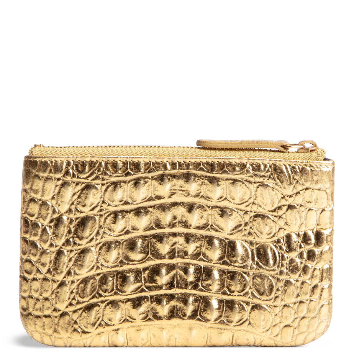 CHANEL Metallic Crocodile Embossed Small Cosmetic Pouch