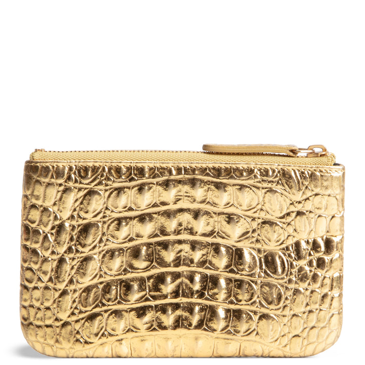 CHANEL Metallic Crocodile Embossed Small Cosmetic Pouch