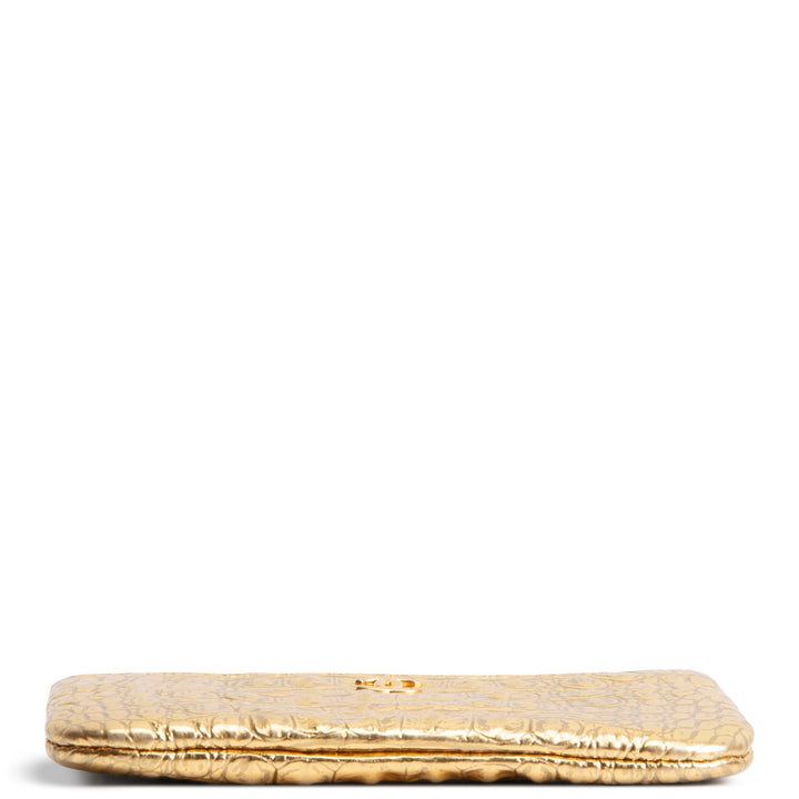 CHANEL Metallic Crocodile Embossed Small Cosmetic Pouch