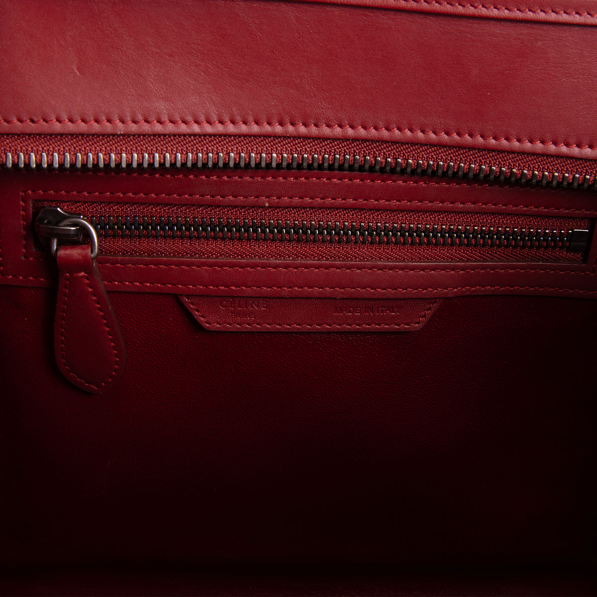 CELINE Leather Luggage Tote - Dark Red OUTLET FINAL SALE