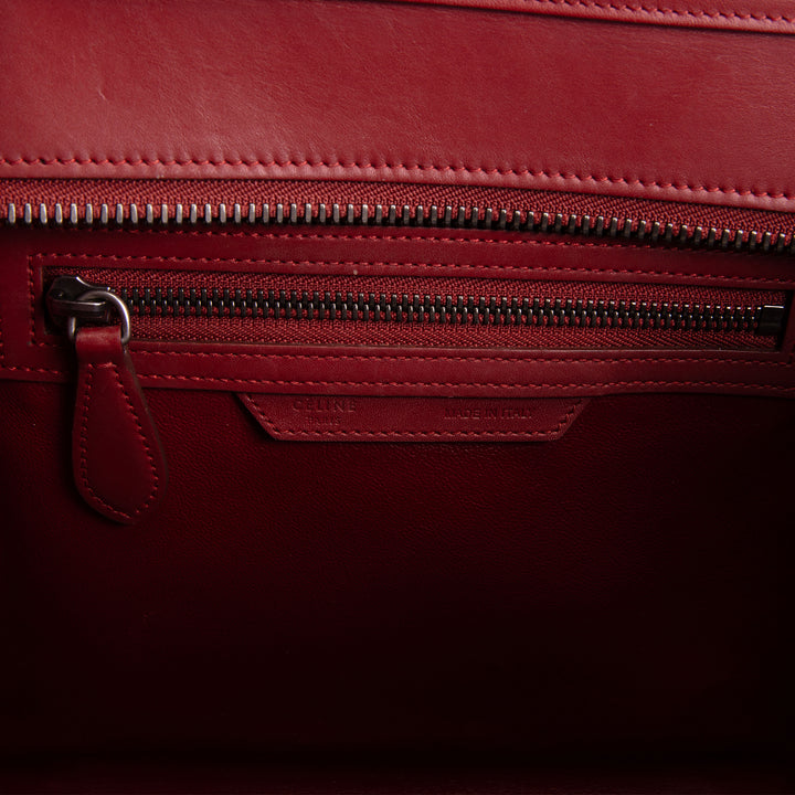 CELINE Leather Luggage Tote - Dark Red OUTLET FINAL SALE