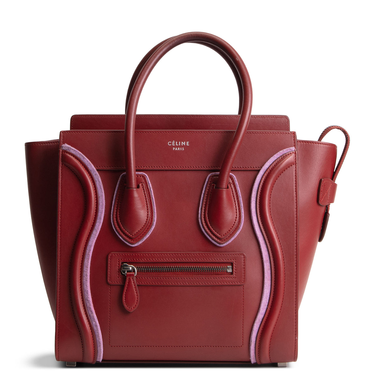 CELINE Leather Luggage Tote - Dark Red OUTLET FINAL SALE