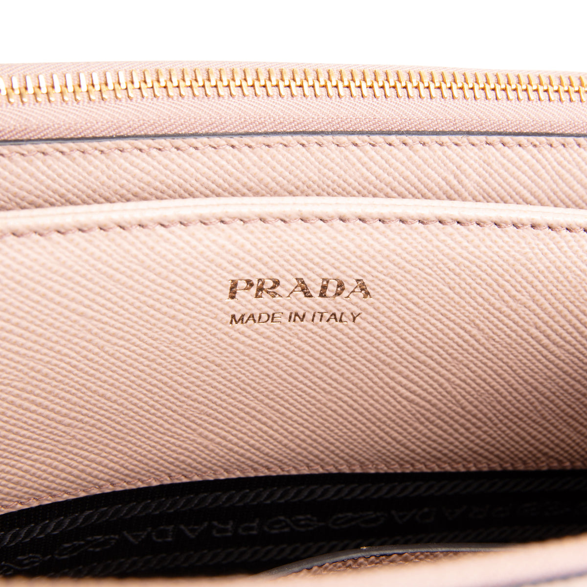 PRADA Saffiano Lux Double Zip Tote - Nude