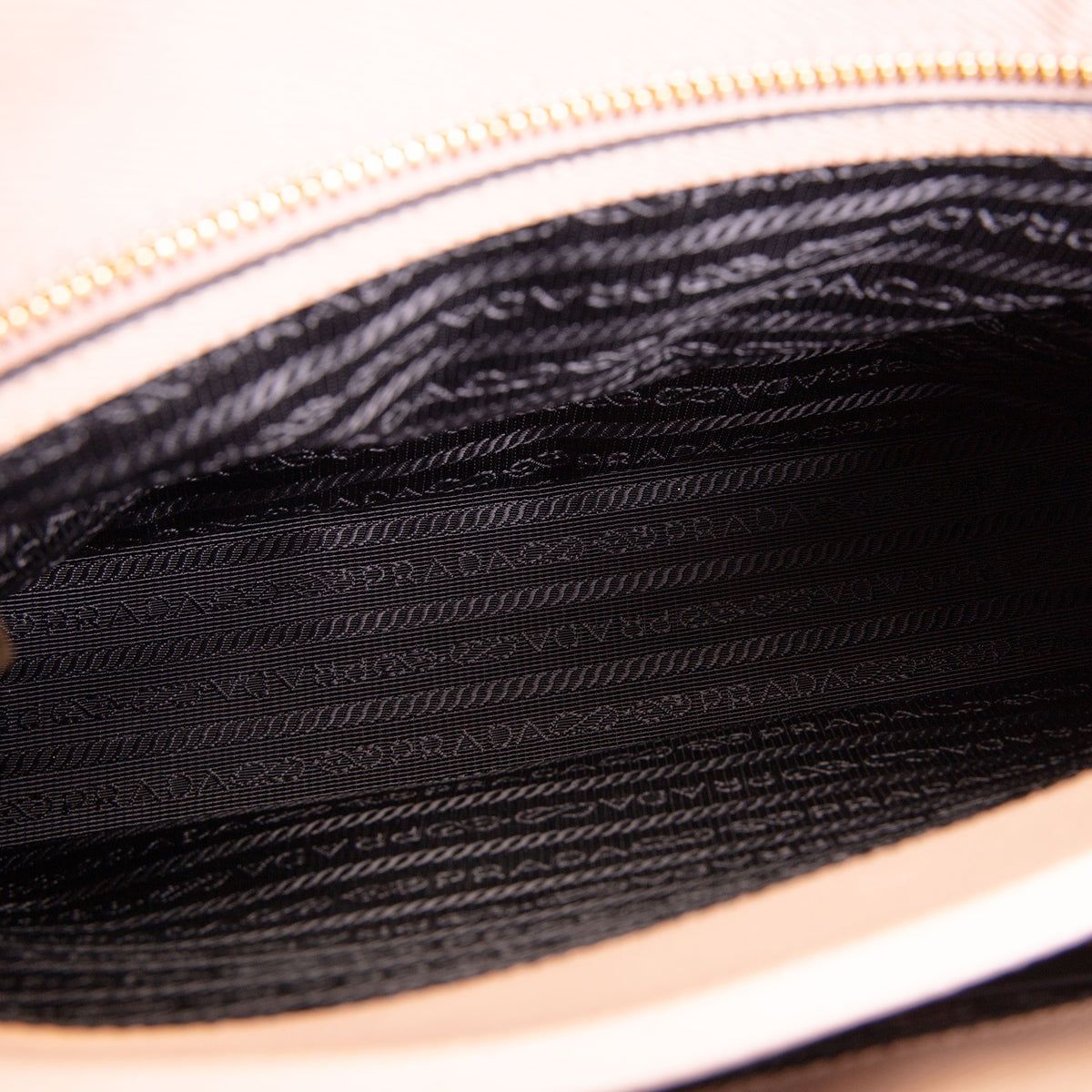 PRADA Saffiano Lux Double Zip Tote - Nude
