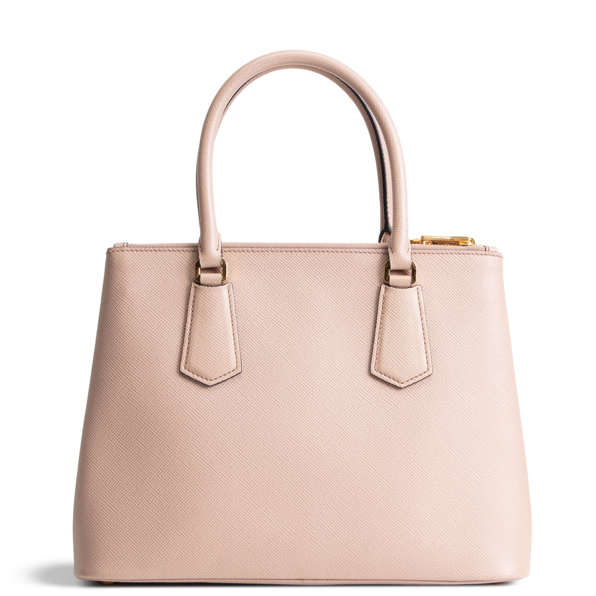 PRADA Saffiano Lux Double Zip Tote - Nude