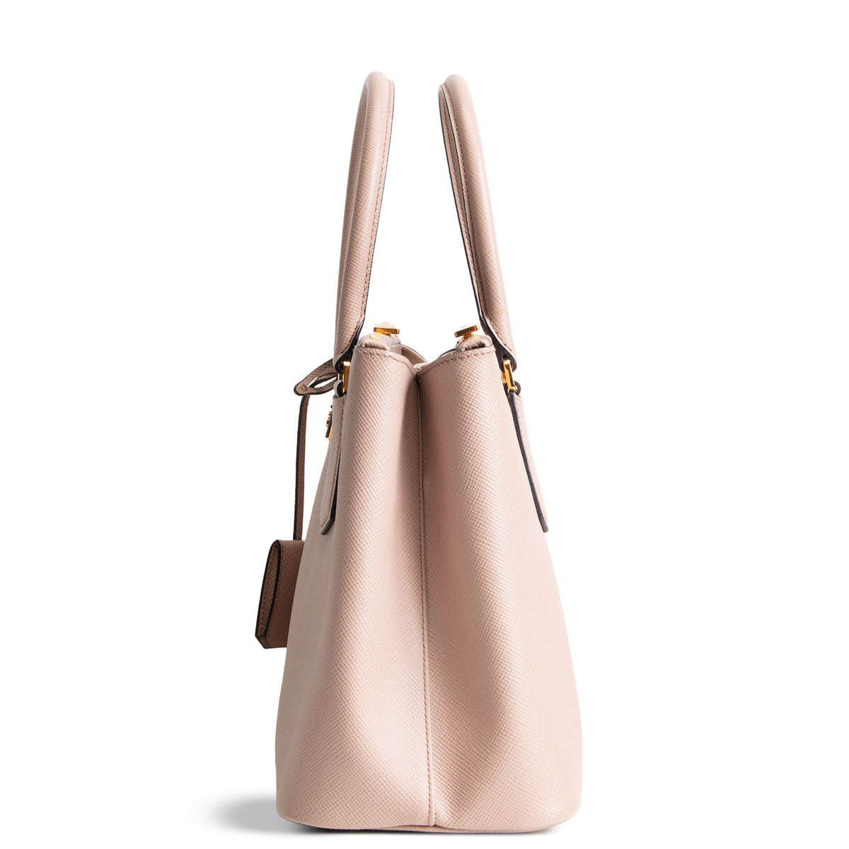 PRADA Saffiano Lux Double Zip Tote - Nude