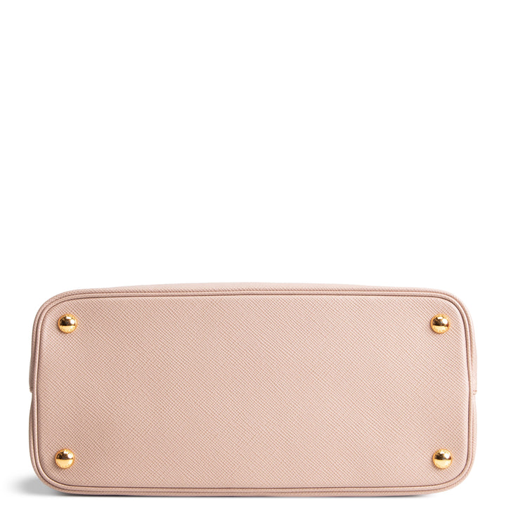 PRADA Saffiano Lux Double Zip Tote - Nude
