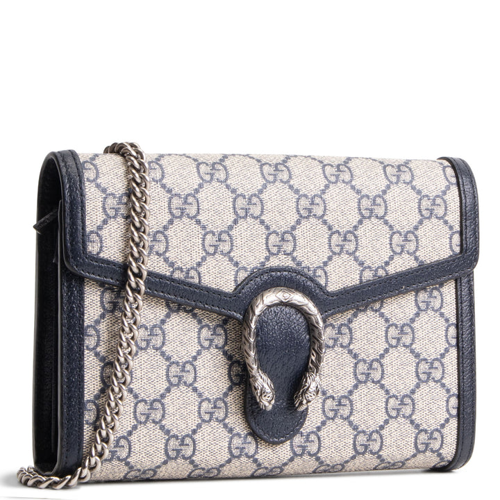 GUCCI GG Supreme Dionysus Chain Wallet - Navy