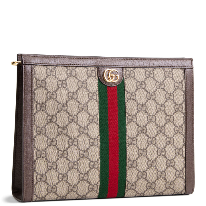 GUCCI GG Supreme Monogram Web Ophidia Pouch