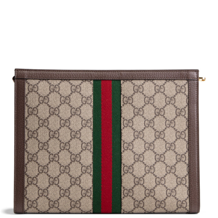 GUCCI GG Supreme Monogram Web Ophidia Pouch