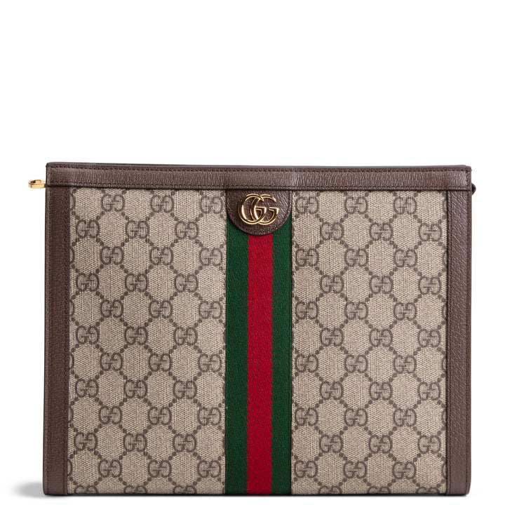 GUCCI GG Supreme Monogram Web Ophidia Pouch