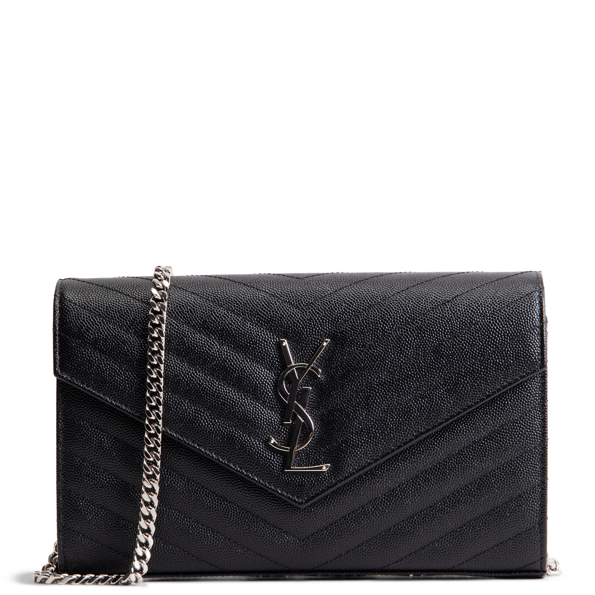 SAINT LAURENT Cassandre Evenlope On Chain - Black