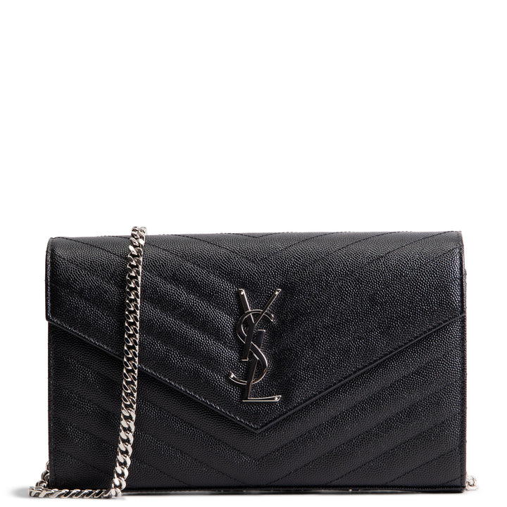 SAINT LAURENT Cassandre Evenlope On Chain - Black