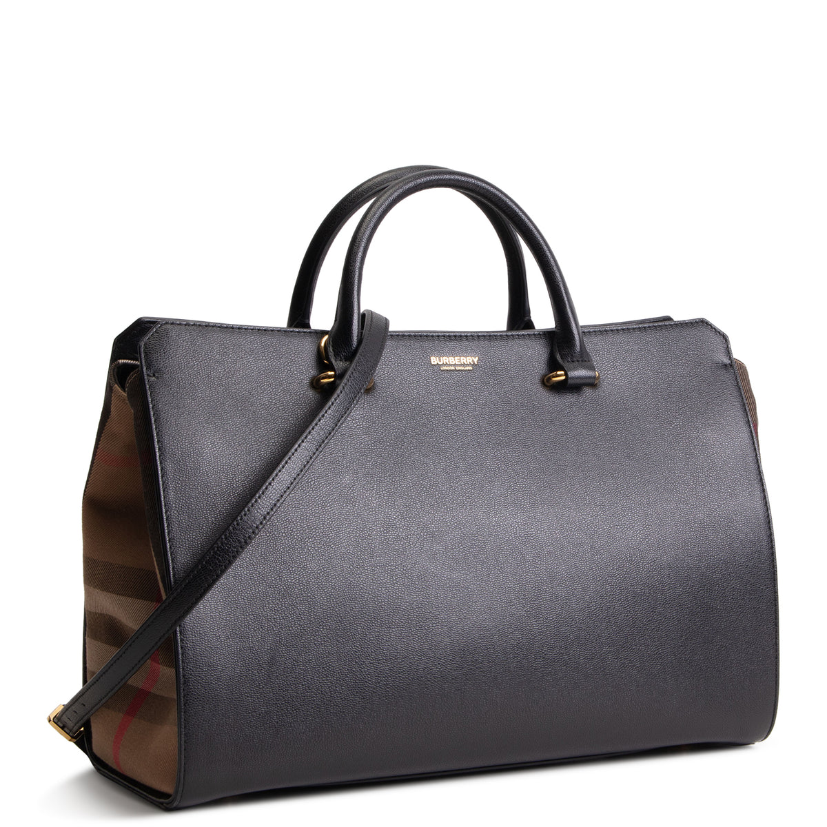 BURBERRY House Check Banwell Top Handle Bag - Black