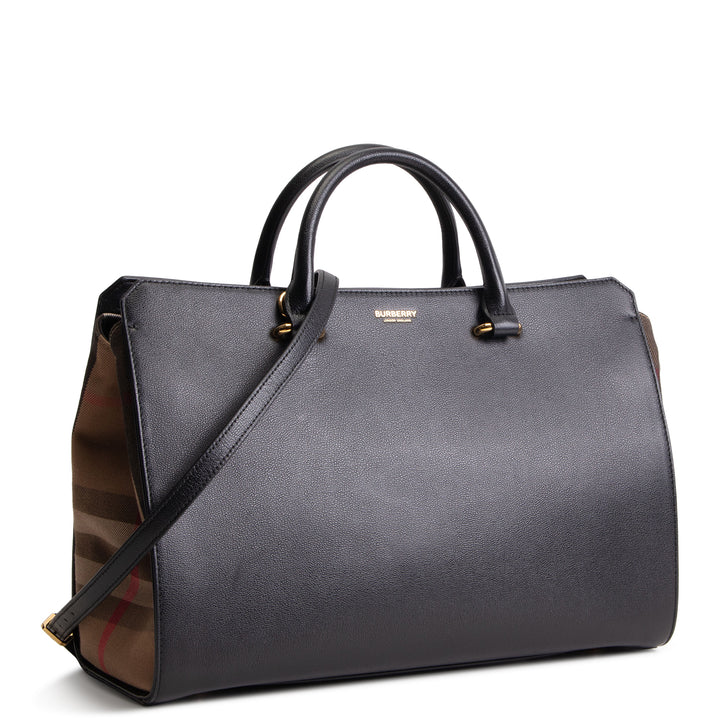 BURBERRY House Check Banwell Top Handle Bag - Black