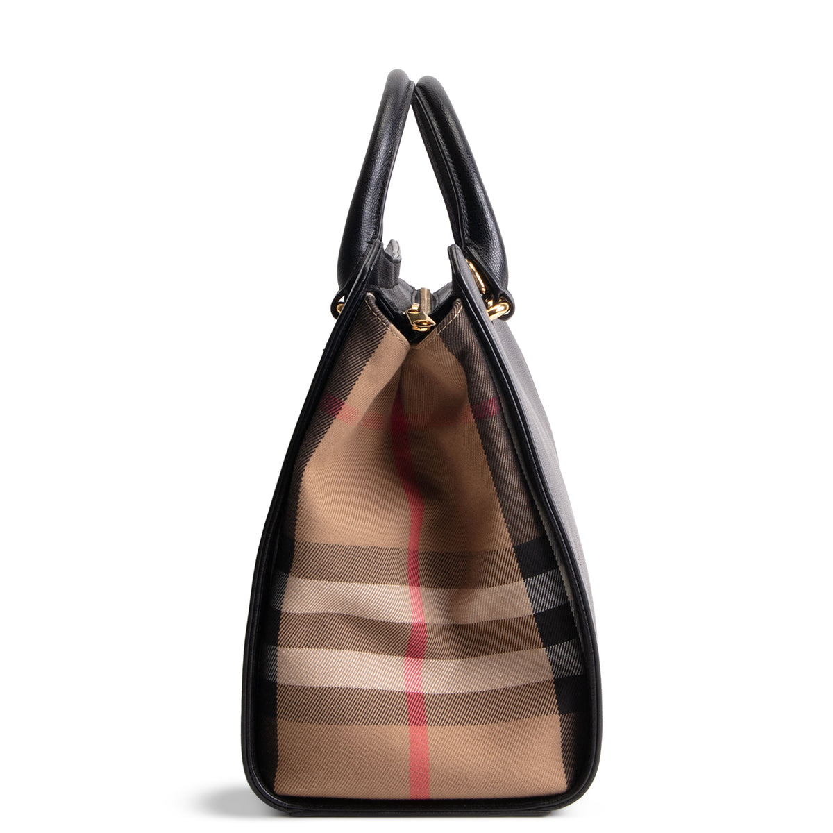 BURBERRY House Check Banwell Top Handle Bag - Black