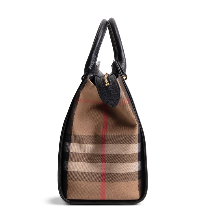 BURBERRY House Check Banwell Top Handle Bag - Black