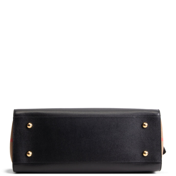 BURBERRY House Check Banwell Top Handle Bag - Black