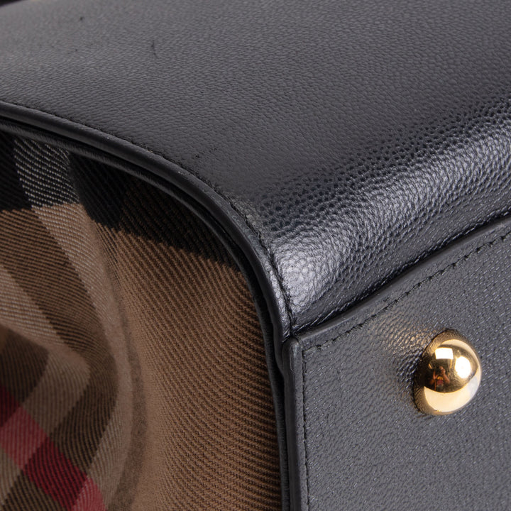 BURBERRY House Check Banwell Top Handle Bag - Black