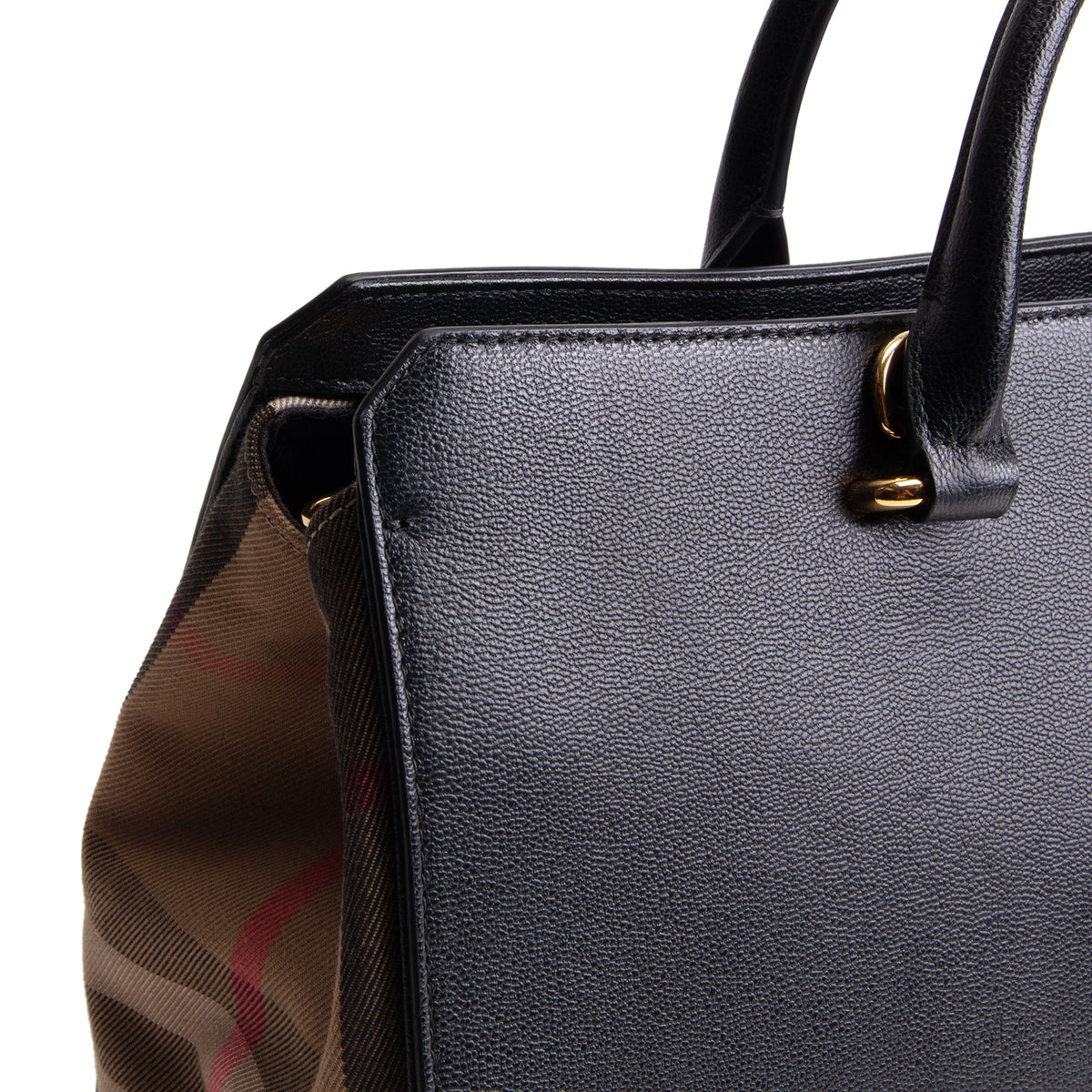 BURBERRY House Check Banwell Top Handle Bag - Black