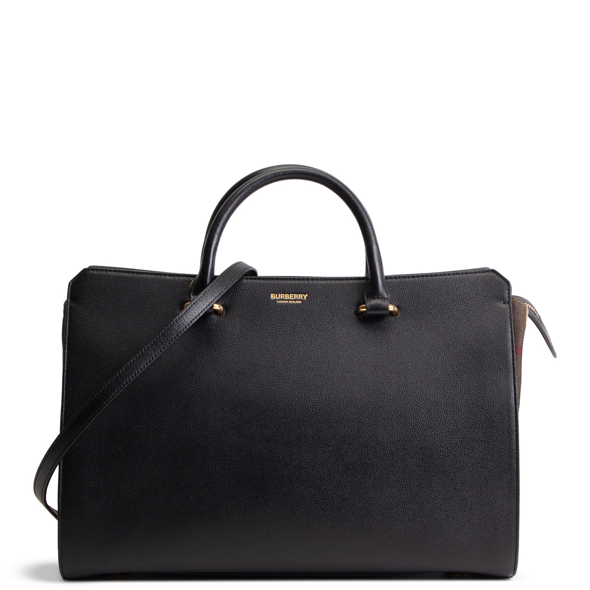 BURBERRY House Check Banwell Top Handle Bag - Black