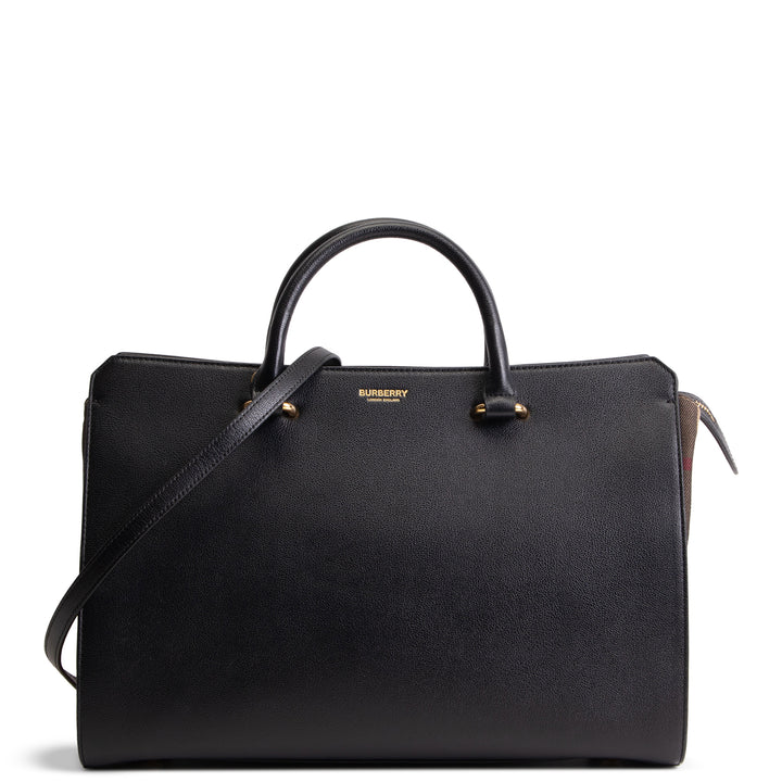 BURBERRY House Check Banwell Top Handle Bag - Black