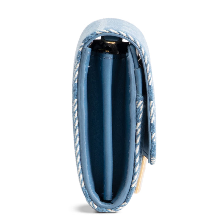 FENDI FF Jacquard Wallet On Chain - Blue Denim Effect