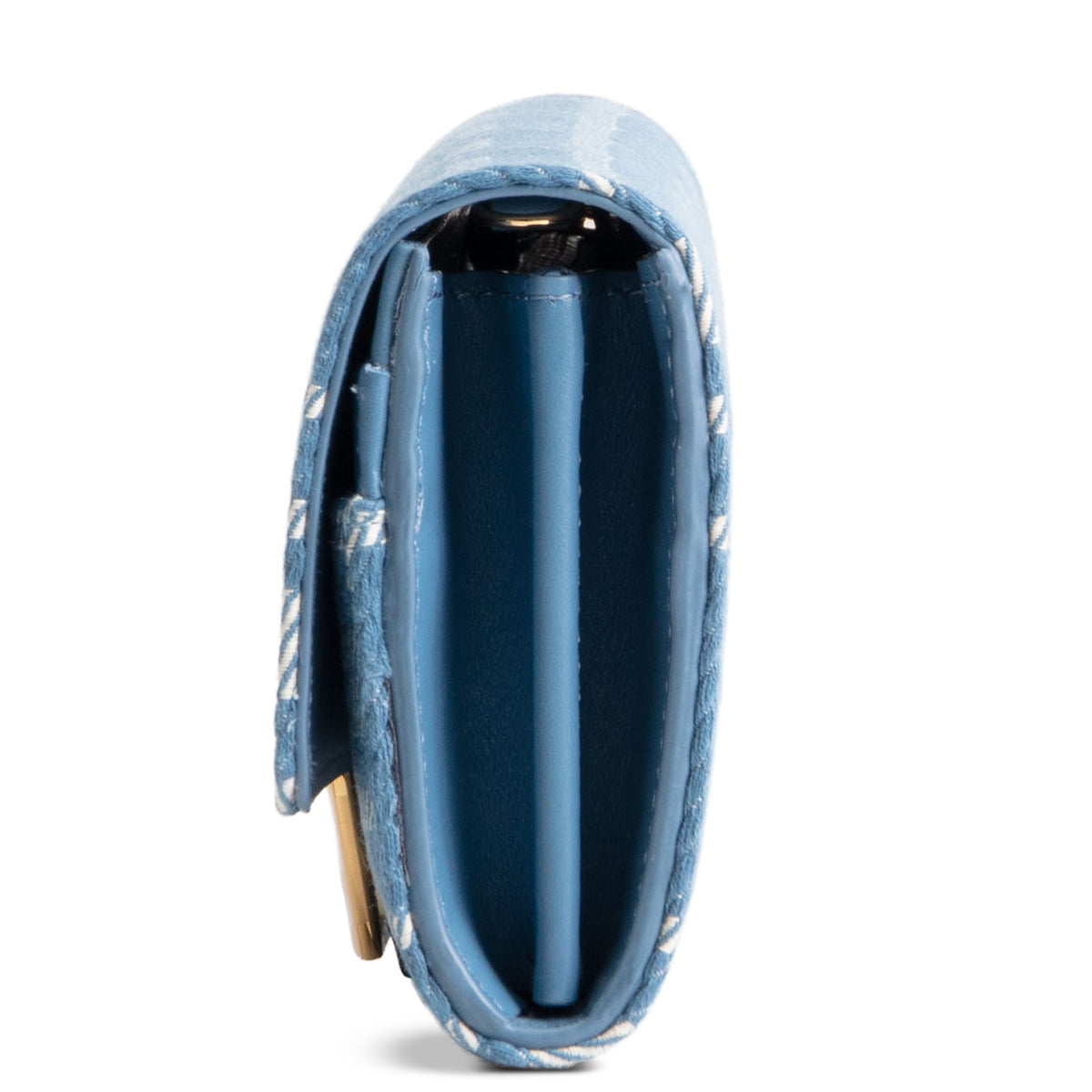 FENDI FF Jacquard Wallet On Chain - Blue Denim Effect