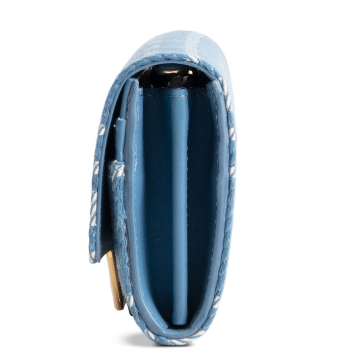 FENDI FF Jacquard Wallet On Chain - Blue Denim Effect