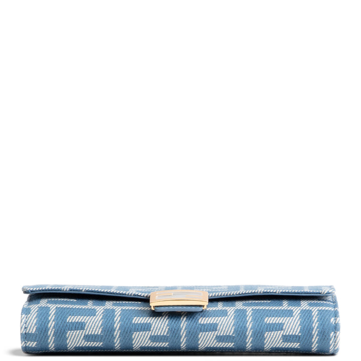 FENDI FF Jacquard Wallet On Chain - Blue Denim Effect