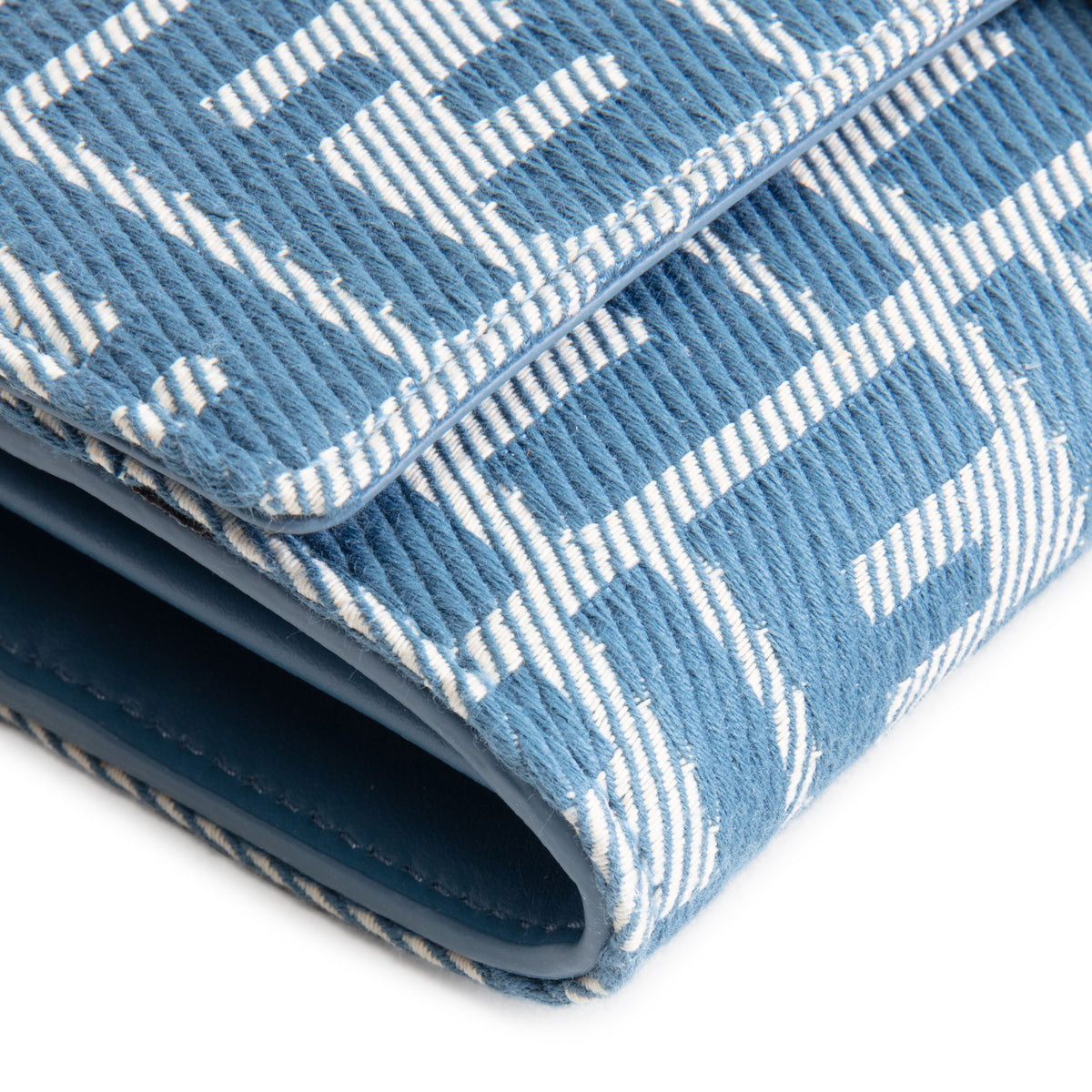 FENDI FF Jacquard Wallet On Chain - Blue Denim Effect