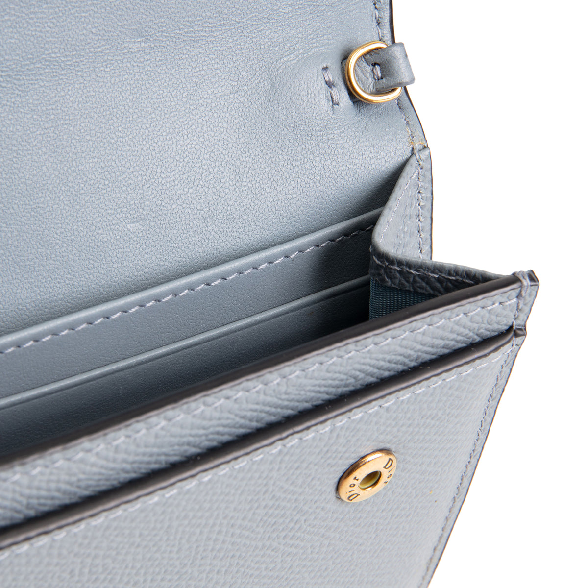 DIOR Calfskin Saddle Long Wallet with Chain - Blue