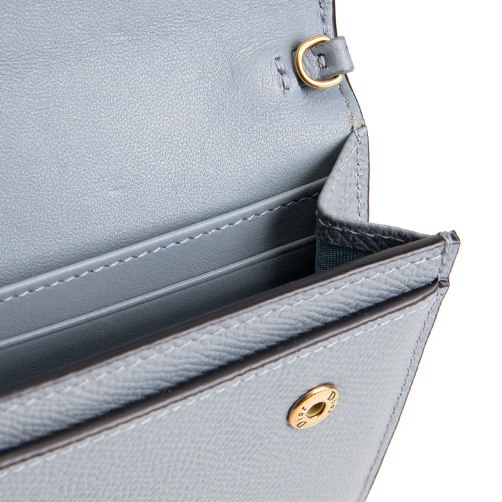 DIOR Calfskin Saddle Long Wallet with Chain - Blue