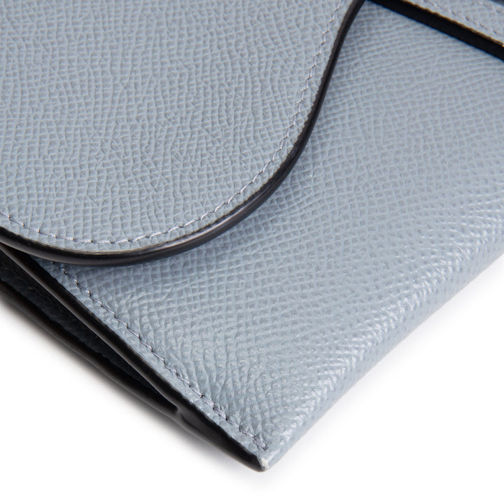 DIOR Calfskin Saddle Long Wallet with Chain - Blue